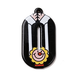 Letter O Circus Theme Printed Acrylic Pendants, Joker, Letter Charm, Letter O, 34.5x18.5x2mm, Hole: 0.9mm
