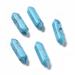 Synthetic Turquoise Synthetic Turquoise No Hole, Faceted, Double Terminated Points, 22~23x6x6mm