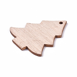 BurlyWood Poplar Wood Pendants, Christmas Tree with Snowflake, for Christmas, Dyed, BurlyWood, 49.5x42x2.5mm, Hole: 3mm