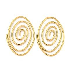 Настоящее золото 18K Ионное покрытие (IP) 304 подвески из нержавеющей стали, овальный шарм, реальный 18 k позолоченный, 43.5x29.5x1 мм, отверстие : 3 мм