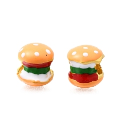 Hamberger Эмали сплава Европейский бисером, бусины с большим отверстием, матовый золотой цвет, гамбургер, 11x11x10.5 мм, отверстие : 4.5 мм