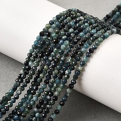 Турмалин Бусины из натурального голубого турмалина, граненые, круглые, 2 мм, отверстие : 0.5 мм, около 181 шт / нитка, 15.43'' (39.2 см)
