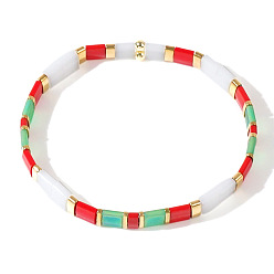 Разноцветный Рождественские эластичные браслеты из акриловых бусин для женщин, красочный, 6.30 дюйм (16 см) ~ 6.50 дюйм (16.5 см)