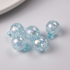 Sky Blue Cracked Acrylic Pendants, Round, Sky Blue, 20x16mm, Hole: 2.7mm