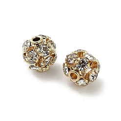Золотой 6мм латунные хрустальные бусины со стразами, круглые, для ювелирных проектов, золотые, 6x6.5 мм, отверстие : 1.2 мм