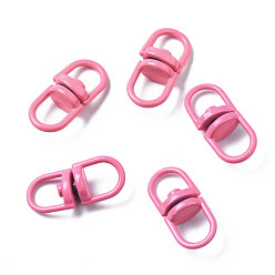 Hot Pink Spray Painted Eco-Friendly Alloy Double Eye Swivel Clasps, Swivel Snap Hook, Key Clasp Connectors, Cadmium Free & Nickel Free & Lead Free, Hot Pink, 19x9x6mm, Hole: 5X5.5mm