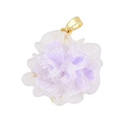 Сливовый Стойки обшивки латунные подвески, cmолой, без кадмия и без свинца, долговечный, реальный 18 k позолоченный, цветок, слива, 26x24x13 мм, отверстие : 4x2.5 мм