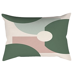 Rondo Fundas de almohada de poliéster abstractas de geometría de estilo nórdico serie verde, fundas de colchón, para sofá cama, Rectángulo, rondo, 300x500 mm