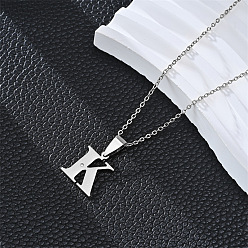 Letter K 201 ожерелья с подвесками из нержавеющей стали и стразами, цвет нержавеющей стали, не тускнеет, Письмо K, 19.69 дюйм (50 см)