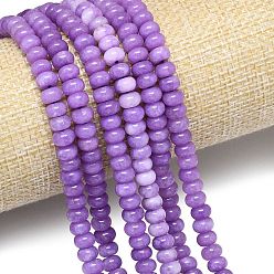 Средний Фиолетовый Натуральный Malaysia нефритовые бусы пряди, окрашенная и подогревом, рондель, средне фиолетовый, 6~6.5x3.8~4.5 мм, отверстие : 0.9~1 мм, около 92~94 шт / нитка, 14.96''~15.35'' (38~39 см)