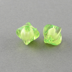 Желто-Зеленый Прозрачные акриловые бусины, бусина в бусине, ромб, желто-зеленый, 8x10x10 мм, отверстие : 2 мм, Около 1790 шт / 500 г