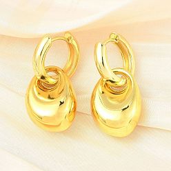 Настоящее золото 18K Серьги-кольца из латуни для женщин, стойки покрытие, прочное покрытие, без кадмия и без свинца, реальный 18 k позолоченный, 37.5x17.5 мм