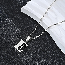 Letter E 201 ожерелья с подвесками из нержавеющей стали и стразами, цвет нержавеющей стали, не тускнеет, Письмо E, 19.69 дюйм (50 см)