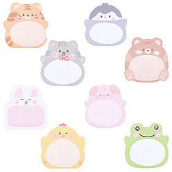 Mixed Shapes 24 шт. 8 стили милые животные блокнот с липкими записками, наклейки с наклейками, для офисного школьного чтения, разнообразные, 60.5x59x0.1 мм, 20 листов/шт., 3 шт / стиль