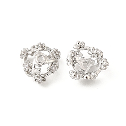 Платина Цветок латуни крышки шарика, долговечный, без кадмия и без свинца, стойки покрытие, платина, 14x13.5x5 мм, отверстие : 1.6 мм