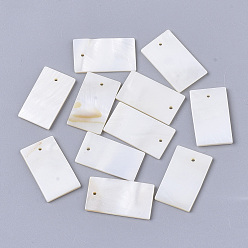 Seashell Color Freshwater Shell Pendants, Rectangle, Seashell Color, 20.5x12x1.5mm, Hole: 1mm