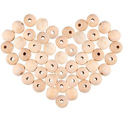 Mokassin Runde unfertige Holzperlen, natürliche Holz lose Perlen Spacer Perlen, Mokassin, 18x18 mm, Bohrung: 3.5 mm, 100 Stück / Beutel