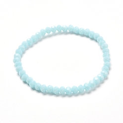 Светло-Голубой Детский браслет-стрейч из граненых стеклянных бусин рондель, браслет из непрозрачного сплошного стекла, Небесно-голубой, 4x3.5 мм, внутренний диаметр: 1-7/8 дюйм (4.8 см)