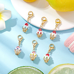 (52) Непрозрачная лаванда Украшения из стеклянных бусин, с 304 из нержавеющей стали Lobster Claw застежками, чашка для мороженого, разноцветные, 35 мм