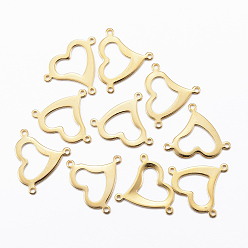 Golden 201 Edelstahl Kronleuchter Komponente Links, 3 Loop-Anschlüsse, Herz, golden, 17x20x1 mm, Bohrung: 1 mm