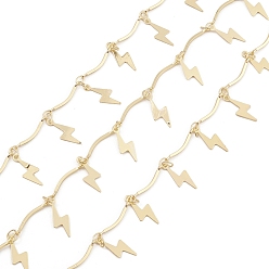 Настоящее золото 18K Латунные цепи с изогнутыми звеньями, с молниеносными чарами, без кадмия, без никеля и без свинца, несварные, с катушкой, реальный 18 k позолоченный, 16x1x1 мм