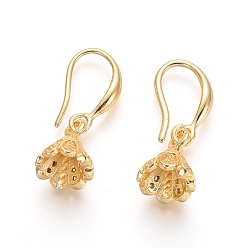 Golden Brass Micro Pave Cubic Zirconia Earring Hooks, Ear Wire, For Half Drilled Beads, Long-Lasting Plated, Golden, 27mm, 20 Gauge, Pin: 0.8mm, 18 Gauge, Pin: 1mm(For Half Drilled Beads)