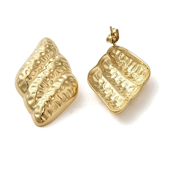 Rhombus 304 серьги-гвоздики из нержавеющей стали для женщин, реальный 18 k позолоченный, ромб, 38.5x23 мм