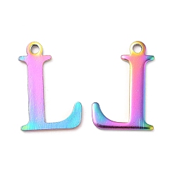 Letter L Ионное покрытие (ip) 304 подвески с алфавитом из нержавеющей стали, Радуга цветов, letter.l, 12x8x1 мм, отверстие : 1 мм