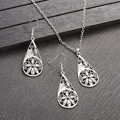 Teardrop Комплекты из ожерелий и серег в стиле бохо из сплава, слеза, 57x18 мм