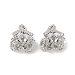 Платина Латунные микро проложить кубического циркония прелести, цветок, платина, 8.5x8.5x8.5 мм, отверстие : 1.4 мм