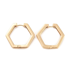 Light Gold Messing Creolen, Hexagon, Licht Gold, 27.5x3 mm