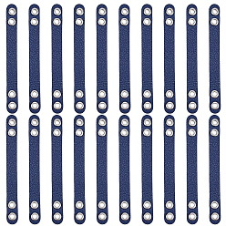 Blue 20Pcs Imitation Leather Bag Webbing Straps with Silver Color Plated Metal Eyelets for Bag Accessories, Blue, 82~84x8x3mm