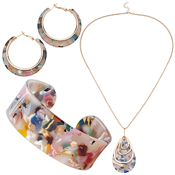 Золотой Комплекты из акриловых подвесок-капель, серег-колец и браслетов-манжет, золотые, 755 мм