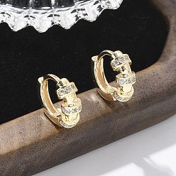 Настоящее золото 18K Серьги-кольца из латуни с прозрачным кубическим цирконием, кольцо, реальный 18 k позолоченный, 12.5x4.5 мм