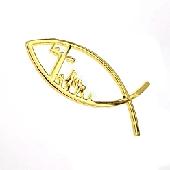 Золотой Самоклеящиеся наклейки на автомобиль из цинкового сплава, рыба-иезуит, золотые, 40x100 мм