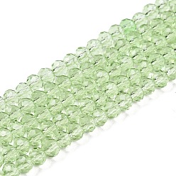 Бледно-Зеленый Стеклянные бусины, граненые, рондель, бледно-зеленый, 3.5~3.8x3 мм, отверстие : 0.4 мм, около 105~110 шт / нитка, 29~31 см