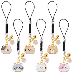 (52) Непрозрачная лаванда Подвеска из сплава с эмалью в форме кошки, украшения, подвесные украшения из нейлонового шнура, разноцветные, 100 мм, 6 стиль, 2 шт / стиль, 12 шт / комплект