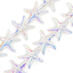 Прозрачный АВ Стеклянные бусины с гальваническим покрытием , морская звезда, с покрытием AB цвета, с половиным покрытием, ясно AB, 14.5~15x15.5~16x7~7.5 мм, отверстие : 0.8~1 мм, около 60 шт / нитка, 28.74'' (73 см)