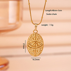 Oval 304 Подвески-солнце из нержавеющей стали для женщин, золотые, овальные, 15.75 дюйм (40 см), Кулон : 27x16.3 мм