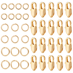 Настоящее золото 18K Карабин-лобстеры, латунные, с открытыми пружинными кольцами из нержавеющей стали 304, реальный 18 k позолоченный, 12x6x2.7 мм, отверстие : 1.2 мм