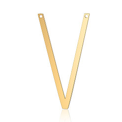 Letter V 201 соединительные звенья нержавеющие, буквы, золотые, letter.v, 37x20x1 мм, отверстие : 1 мм