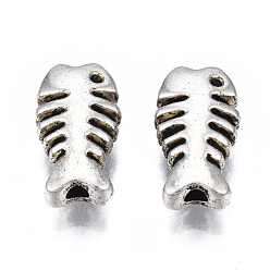 Antique Silver Tibetan Style Alloy Beads, Cadmium Free & Lead Free, Fish Bone, Antique Silver, 13x7x4mm, Hole: 1.8mm, about 860pcs/1000g