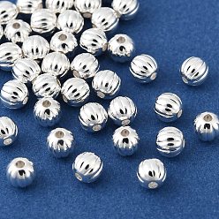 Серебро Латунные бусины, без свинца, без кадмии и без никеля, тыква, серебряные, 4.5x4 мм, отверстие : 1 мм