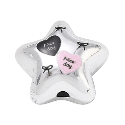 Star Printed Opaque Acrylic Beads, Star with Heart & Bowknot, 19x20.5x14mm, Hole: 2.5mm