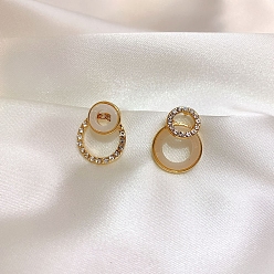 Ring Акриловые серьги женские, со сплавочной фурнитурой со стразами, кольцо, 18x11 мм