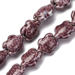 Фиолетовый Фарфора ручной работы бисер нитей, черепаха, яркие глазированный фарфор, фиолетовые, 17x14x8 мм, отверстие : 1.8 мм, около 22 шт / нитка, 14.3 дюйм (36~37 см)