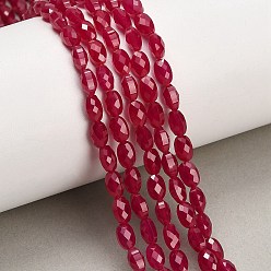 Red Corundum Нити бусин из красного корунда, выращенного в лаборатории, граненые, Плоско-овальные, 6~6.5x4x4 мм, отверстие : 0.6~0.7 мм, около 64 шт / нитка, 15.28~15.35'' (38.8~39 см)
