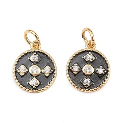 Real 18K Gold Plated & Gunmetal Латунь прелести циркония кубической, кольцо с крестом, с целью перехода в кольце, без свинца и без кадмия, долговечный, стойки покрытие, настоящее золото 18 k и бронза, 13x11x1.5 мм, отверстие : 3.5 мм