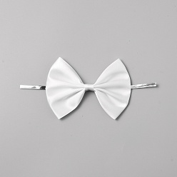 White Polyester Packaging Ribbon Bows, Gift Pull Bows, with Iron Wire Twist Ties, for DIY Gift Wrap Decoration, Wedding Candy Party Decoration, White, 151x68x11mm