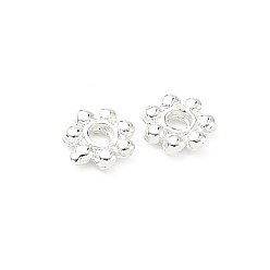 Посеребрённый Spacer бисер латунные, цветок, долговечный, без свинца и без кадмия, стойки покрытие, 925 серебро покрытием, 4.6x1 мм, отверстие : 1.4 мм